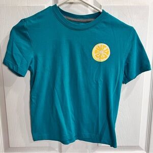 Old Navy Teal Short-Sleeve Tee with Yellow Citrus Patch